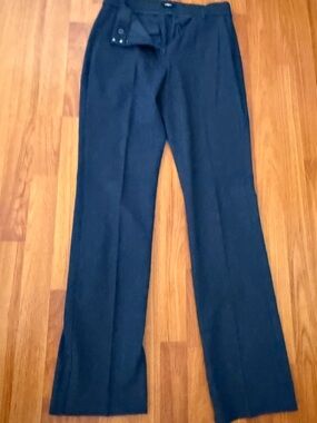 Express Editor Navy Denim Look Textured Dress Pants